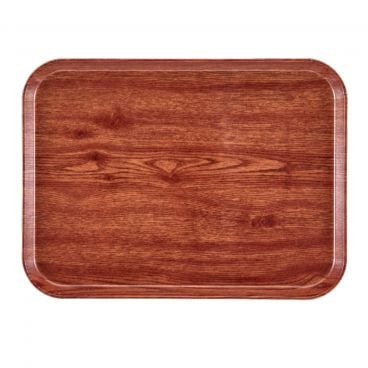 Cambro 2025304 Country Oak 20 3/4 Inch x 25 9/16 Inch Rectangular Low Profile Rim Fiberglass Camtray Cafeteria Serving Tray
