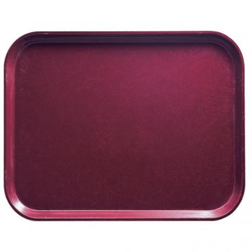 Cambro 2025522 Burgundy Wine 20 3/4 Inch x 25 9/16 Inch Rectangular Low Profile Rim Fiberglass Camtray Cafeteria Serving Tray