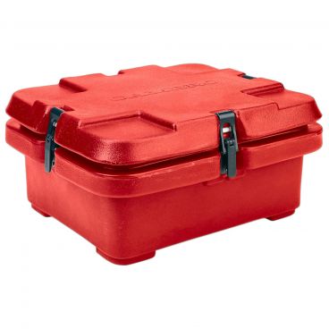 Cambro 240MPC158 Hot Red 16 1/2" Wide Camcarrier 240MPC Series Top-Loading 4" Deep Insulated Polyethylene Food Pan Carrier For Single 1/2-Size GN Food Pans