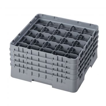 Cambro 25S800151 Soft Gray 25 Compartment 3-1/2" Full Size Camrack Glass Rack w/ 4 Extenders