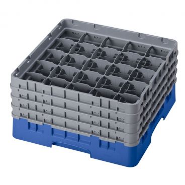 Cambro 25S800168 Blue 25 Compartment 3-1/2" Full Size Camrack Glass Rack w/ 4 Extenders
