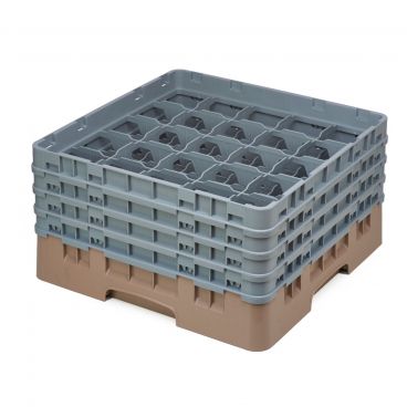 Cambro 25S800184 Beige 25 Compartment 3-1/2" Full Size Camrack Glass Rack with 4 Extenders