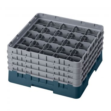 Cambro 25S800414 Teal 25 Compartment 3-1/2" Full Size Camrack Glass Rack w/ 4 Extenders