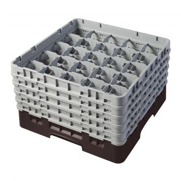 Cambro 25S958167 Brown 25 Compartment 10-1/8" Full Size Camrack Glass Rack with 5 Extenders
