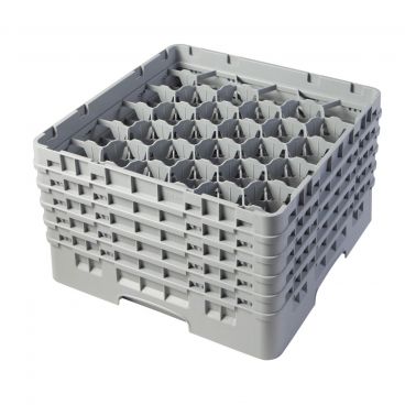 Cambro 30S958151 Soft Gray 30 Compartment 10-1/8" Full Size Camrack Glass Rack With 5 Extenders