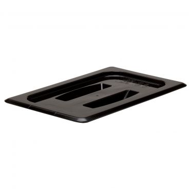 Cambro 40CWCH110 1/4 Size Black Polycarbonate Camwear Food Pan Lid w/ Handles