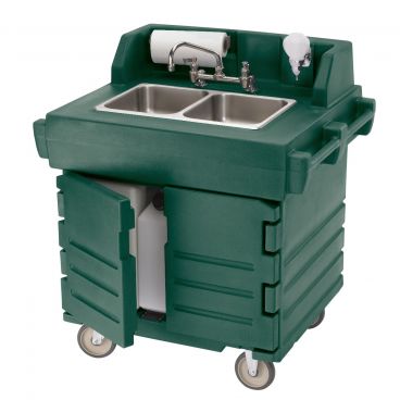 Cambro KSC402519 Green CamKiosk Two Compartment Electric Portable Hand Sink Cart - 110V