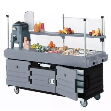 Cambro KVC854426 Black and Granite Gray CamKiosk 4 Pan Well Cart without Canopy