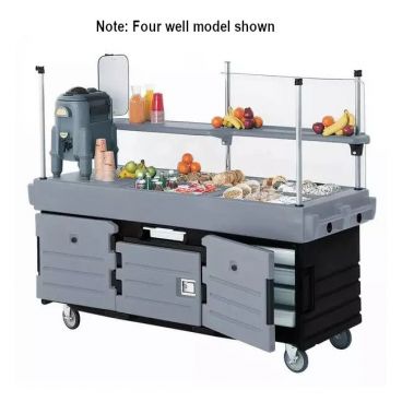 Cambro KVC856426 Black and Granite Gray CamKiosk 6 Pan Well Cart without Canopy