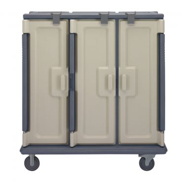Cambro MDC1411T60191 Granite Gray Tall Profile 60 Tray Three Compartment Meal Delivery Cart with Security Package