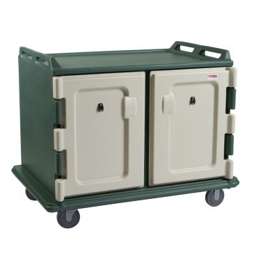 Cambro MDC1418S20192 Granite Green Low Profile 20 Tray Two Compartment Meal Delivery Cart