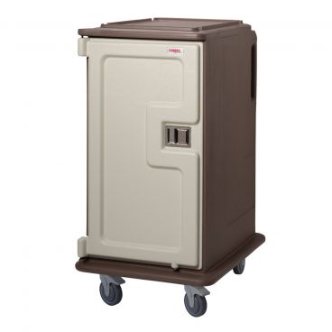 Cambro MDC1418T16194 Granite Sand Tall Profile 16 Tray Two Compartment Meal Delivery Cart