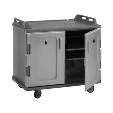 Cambro MDC1520S20615 Charcoal Gray Low Profile 2 Compartment 20 Tray Meal Delivery Cart