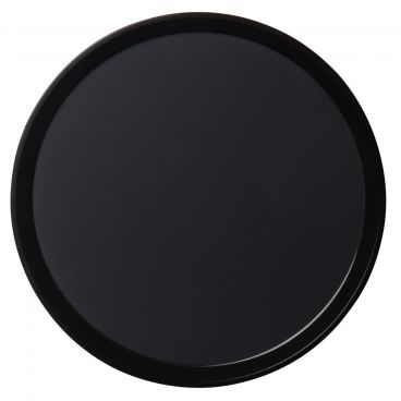 Cambro PT1100110 Black 11 Inch Diameter Round Polypropylene Non-Skid Surface Polytread Serving Tray