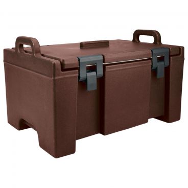 Cambro UPC100131 Dark Brown 26 1/2" Wide Ultra Camcarrier Series Top-Loading 8" Deep Insulated Polyethylene Food Pan Carrier For Full-Size GN Food Pans