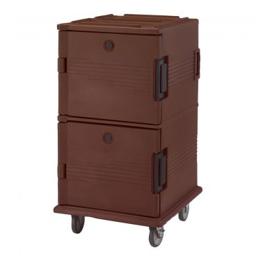Cambro UPC1600131 Dark Brown Ultra Camcart Front Loading Insulated Food Pan Hold and Transport Cart