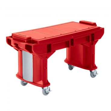 Cambro VBRTHD5158 Hot Red Versa 5 Foot Standard Height Work Table with Heavy Duty Casters