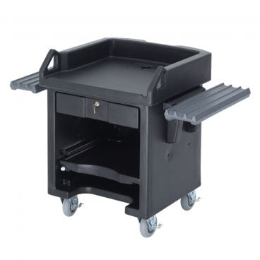 Cambro VCSWR110 Black Plastic Versa Cart with Standard Casters and Dual Tray Rails