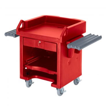 Cambro VCSWR158 Hot Red Mobile Versa Cart with Standard Casters and Dual Tray Rails