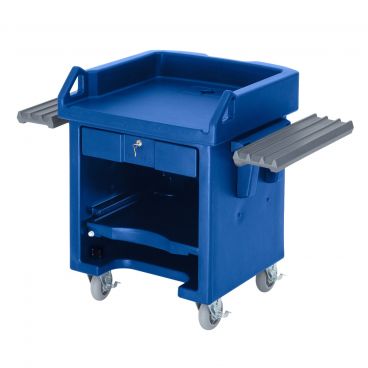 Cambro VCSWRHD186 Navy Blue Mobile Versa Cart with Heavy Duty Casters and Dual Tray Rails