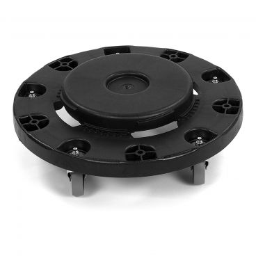 Carlisle 3691003 Black Bronco Round Waste Container Dolly with Replaceable Threaded Casters