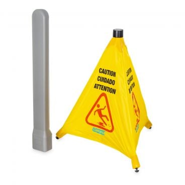 Carlisle 3694204 Yellow 20" Multilingual Pop-Up Caution Cone