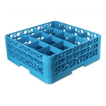 Carlisle RG16-214 Carlisle Blue OptiClean 16 Compartment Glass Rack with 2 Extenders