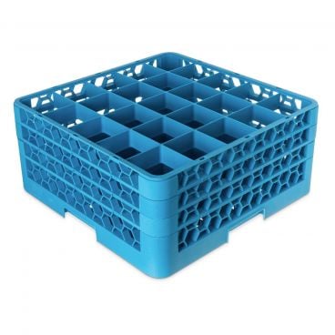 Carlisle RG25-314 Carlisle Blue OptiClean 25 Compartment Glass Rack with 3 Extenders