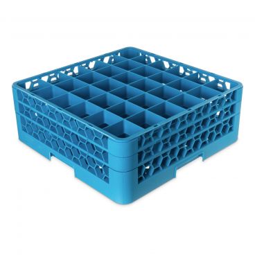 Carlisle RG36-214 Carlisle Blue OptiClean 36 Compartment Glass Rack with 2 Extenders