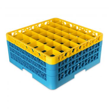 Carlisle RG36-3C411 OptiClean 36 Compartment Glass Rack, Yellow Color-Coded with 3 Extenders