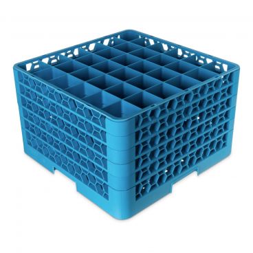 Carlisle RG36-514 Carlisle Blue OptiClean 36 Compartment Glass Rack with 5 Extenders