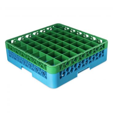 Carlisle RG49-1C413 OptiClean 49 Compartment Glass Rack with 1 Green Color-Coded Extender