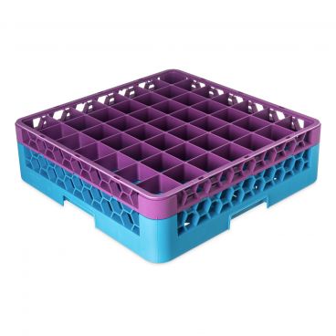 Carlisle RG49-1C414 OptiClean 49 Compartment Glass Rack with 1 Lavender Color-Coded Extender