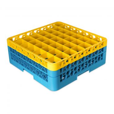 Carlisle RG49-2C411 OptiClean 49 Compartment Glass Rack, Yellow Color-Coded with 2 Extenders