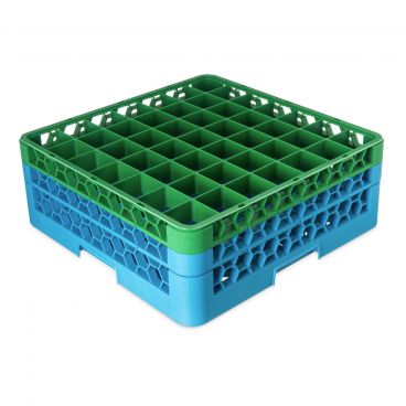 Carlisle RG49-2C413 OptiClean 49 Compartment Glass Rack, Green Color-Coded with 2 Extenders
