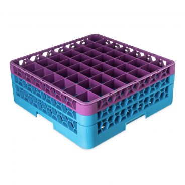 Carlisle RG49-2C414 OptiClean 49 Compartment Glass Rack, Lavender Color-Coded with 2 Extenders