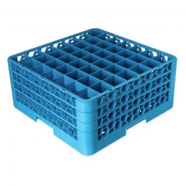 Carlisle RG49-314 Carlisle Blue OptiClean 49 Compartment Glass Rack with 3 Extenders