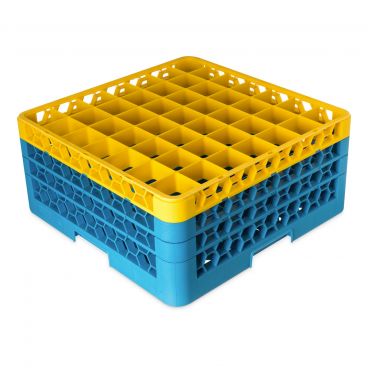 Carlisle RG49-3C411 OptiClean 49 Compartment Glass Rack, Yellow Color-Coded with 3 Extenders