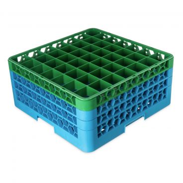 Carlisle RG49-3C413 OptiClean 49 Compartment Glass Rack, Green Color-Coded with 3 Extenders