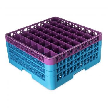 Carlisle RG49-3C414 OptiClean 49 Compartment Glass Rack, Lavender Color-Coded with 3 Extenders