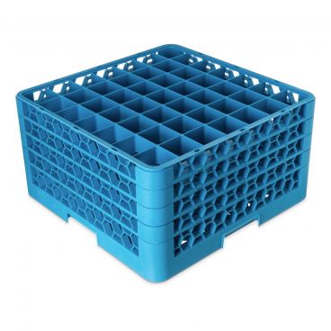 Carlisle RG49-414 Carlisle Blue OptiClean 49 Compartment Glass Rack with 4 Extenders