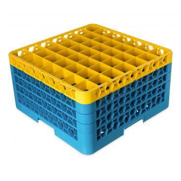 Carlisle RG49-4C411 OptiClean 49 Compartment Glass Rack, Yellow Color-Coded with 4 Extenders