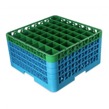Carlisle RG49-4C413 OptiClean 49 Compartment Glass Rack, Green Color-Coded with 4 Extenders