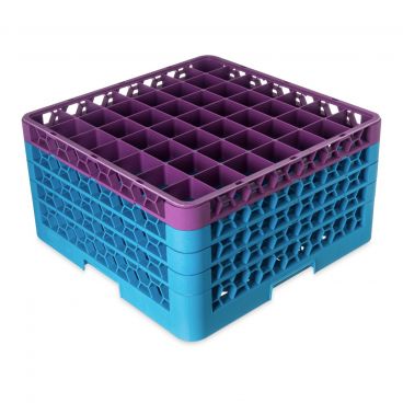 Carlisle RG49-4C414 OptiClean 49 Compartment Glass Rack, Lavender Color-Coded with 4 Extenders