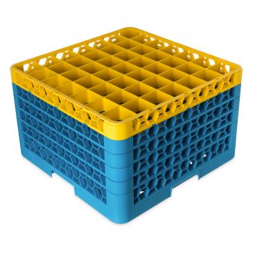 Carlisle RG49-5C411 OptiClean 49 Compartment Glass Rack, Yellow Color-Coded with 5 Extenders