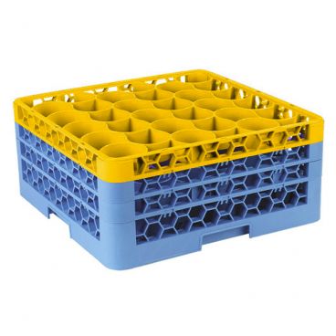 Carlisle RW30-2C411 OptiClean NeWave 30 Compartment Glass Rack, Yellow Color-Coded with 3 Extenders