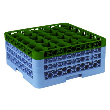 Carlisle RW30-2C413 OptiClean NeWave 30 Compartment Glass Rack, Green Color-Coded with 3 Extenders