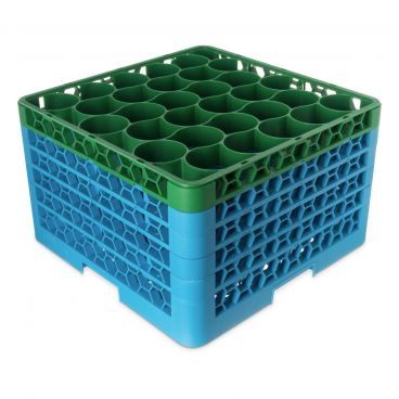 Carlisle RW30-4C413 OptiClean NeWave 30 Compartment Glass Rack, Green Color-Coded with 5 Extenders