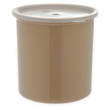 Carlisle 034206 Beige 2.7 Qt. Poly-Tuf Round Crock with Translucent Snap-On Lid