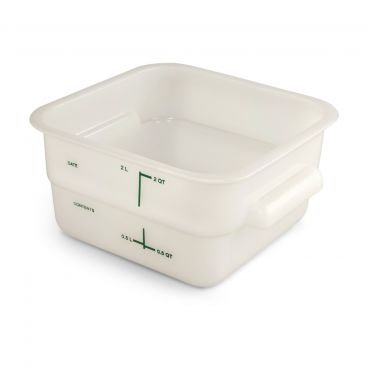 Carlisle 11960PE02 Squares Food Storage Container White Polyethylene with Green Print - 2 Quart Capacity